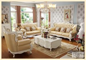 Wholesale Living Room Furniture Leather Luxury Wooden Sofa Set from china suppliers