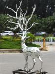 Hotel Decor Deer Stainless Steel Mirror Sculpture Garden Scenic Courtyard Park