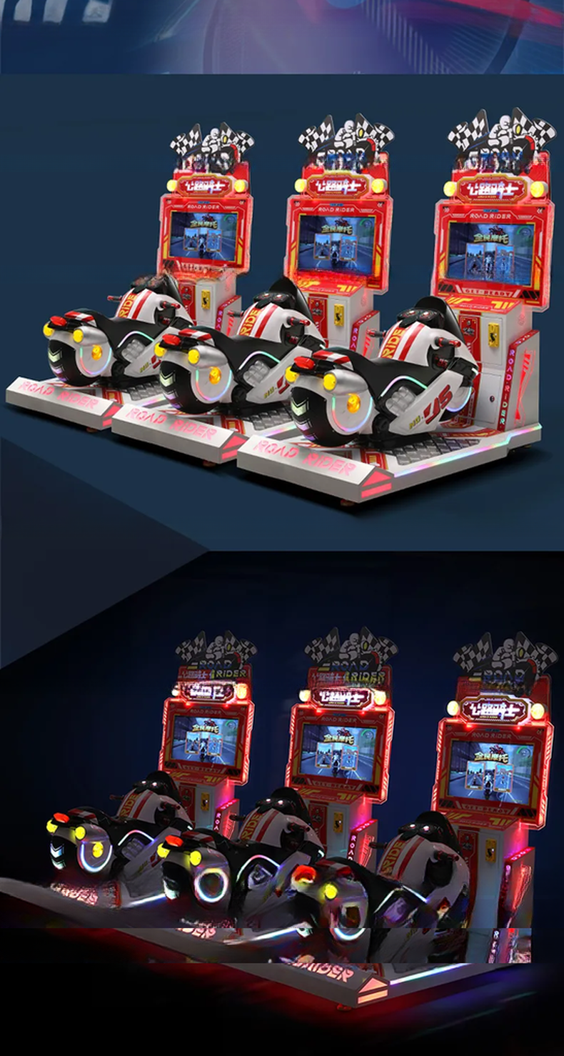Kids Coin Pusher Motorcycle Arcade Games Dirt Bike Arcade Machine With US Plug