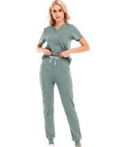 Wholesale Unisex Custom Logo Strech Solid Color Blue Medical Scrub Clothes from china suppliers
