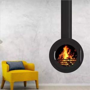 Wholesale Villa Ceiling Mounted Stove Oval Sharp Wood Burning Steel Hanging Fireplaces from china suppliers