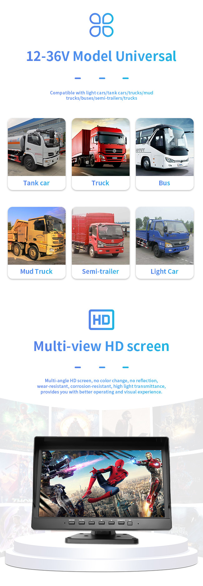 10 Inch Car DVR Camera 4 Way Truck Traffic Reversing Video Fixed Speed Measurement