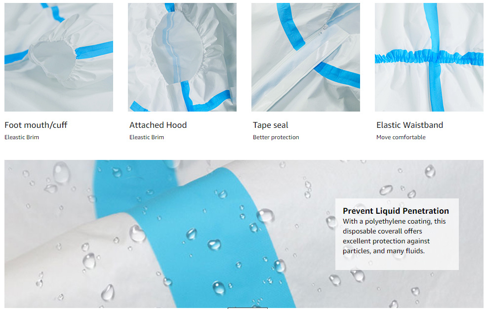 Type 5 6 Disposable Microporous Coverall For Food Industry