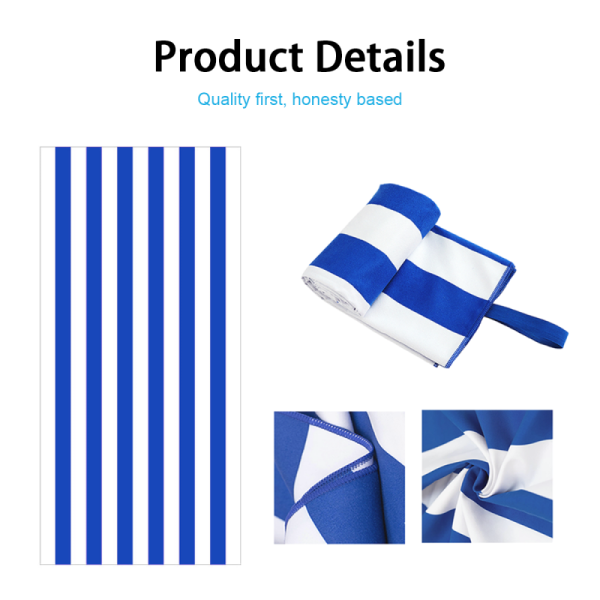 Recycled Blue And White Striped Resort Beach Towels Quick Dry