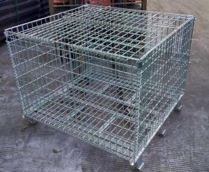 Wholesale Galvanized Warehouse Storage Shelves Welded Steel Lockable Wire Mesh Pallet Cage from china suppliers