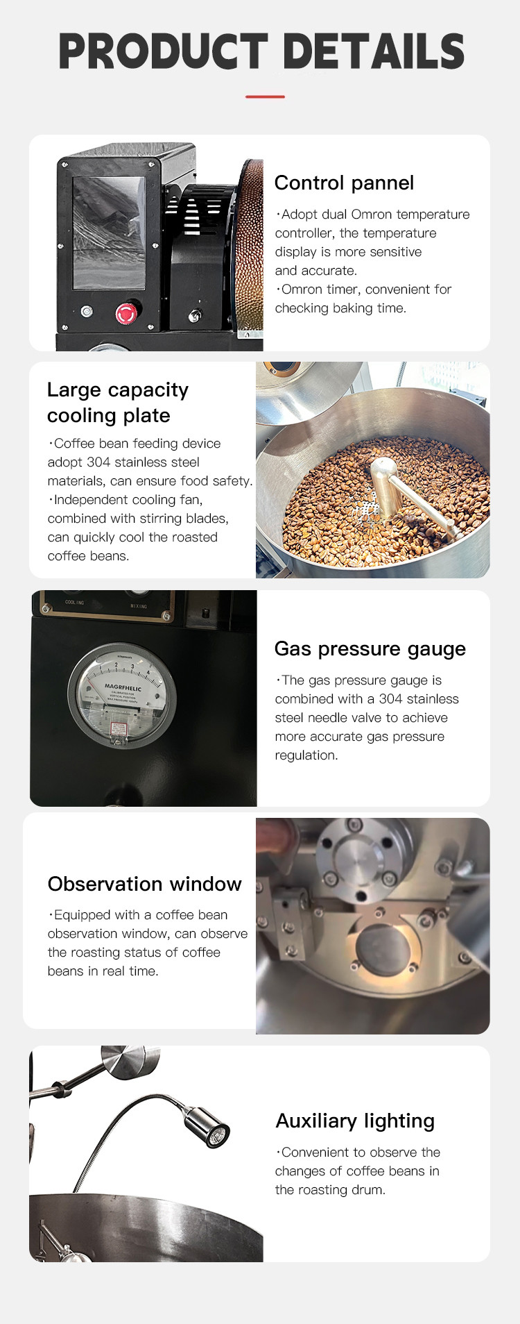 3kg Gas/Electric Small Coffee Roaster Roasting Machine Baking Machine Price Factory