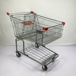 Wholesale 175L Big Basket Metal Wire Shopping Trolley With Bottom Frame TPR TPU Wheels from china suppliers