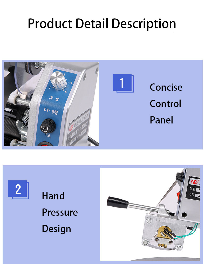 Easy Operation DUOQI DY-8 Semi Automatic Batch Expiry Date Code Printing Machine 2.6 kg