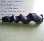 Bottle guiding parts made of wear-resistant plastics, infeed worm swivels out