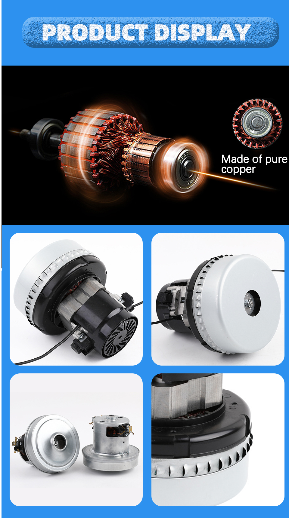 2000W 220V Brushless Dc Vacuum Motor Tangential Customized 24V Dc OEM