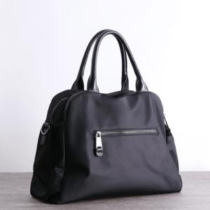 Wholesale Zippered Black Leather Top Handle Bag ISO Unisex Shoulder Bag from china suppliers