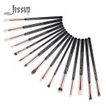 Jessup 15pcs Black/Rose gold Wood Handle Eyeshadow Eyebrow Shader Makeup Brush