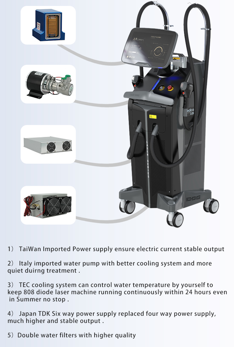Q-Switch Yes 755 1064 808nm Laser Diodo Hair Removal Machine with 500W/600W/800W Power