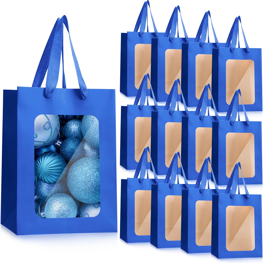 Custom Flower Gift Packaging Kraft Paper Bags With Transparent Window and Custom Logo