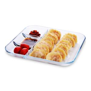 Wholesale Clear Microwave Heating Partition Glass Bento Plate from china suppliers