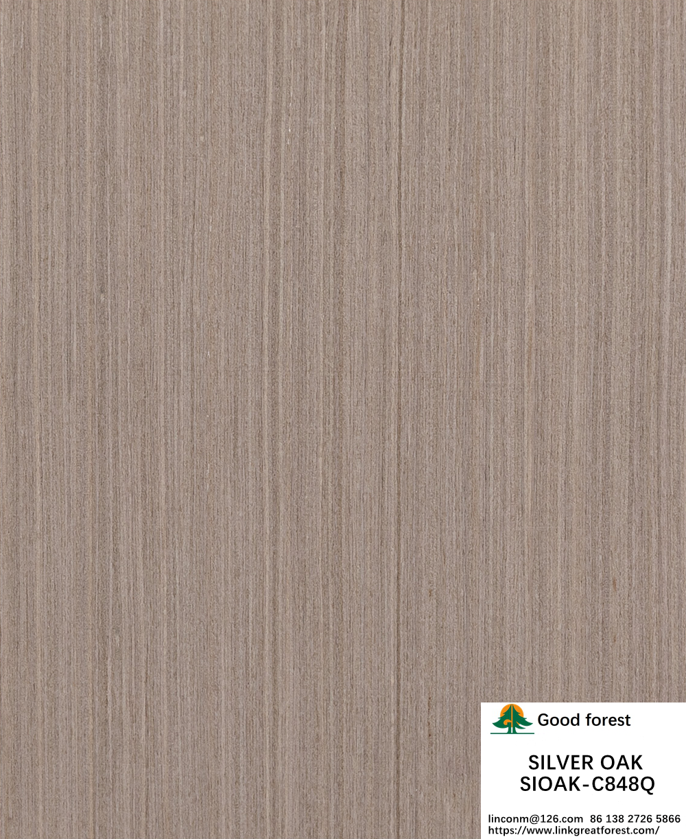 Slice Cut Reconstituted Silver Oak Wood Veneer Length 2500-3100mm Can Be Customized For Wall Covering