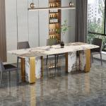 Minimalist Stainless Steel Marble Dining Table For Contemporary Living