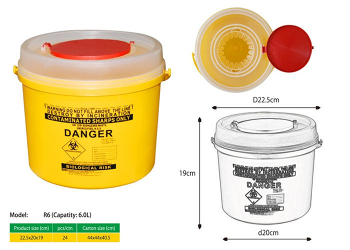 6 Litre Sharps disposal container, Sliding Lid, Red,Sharps Container | WinnerCare