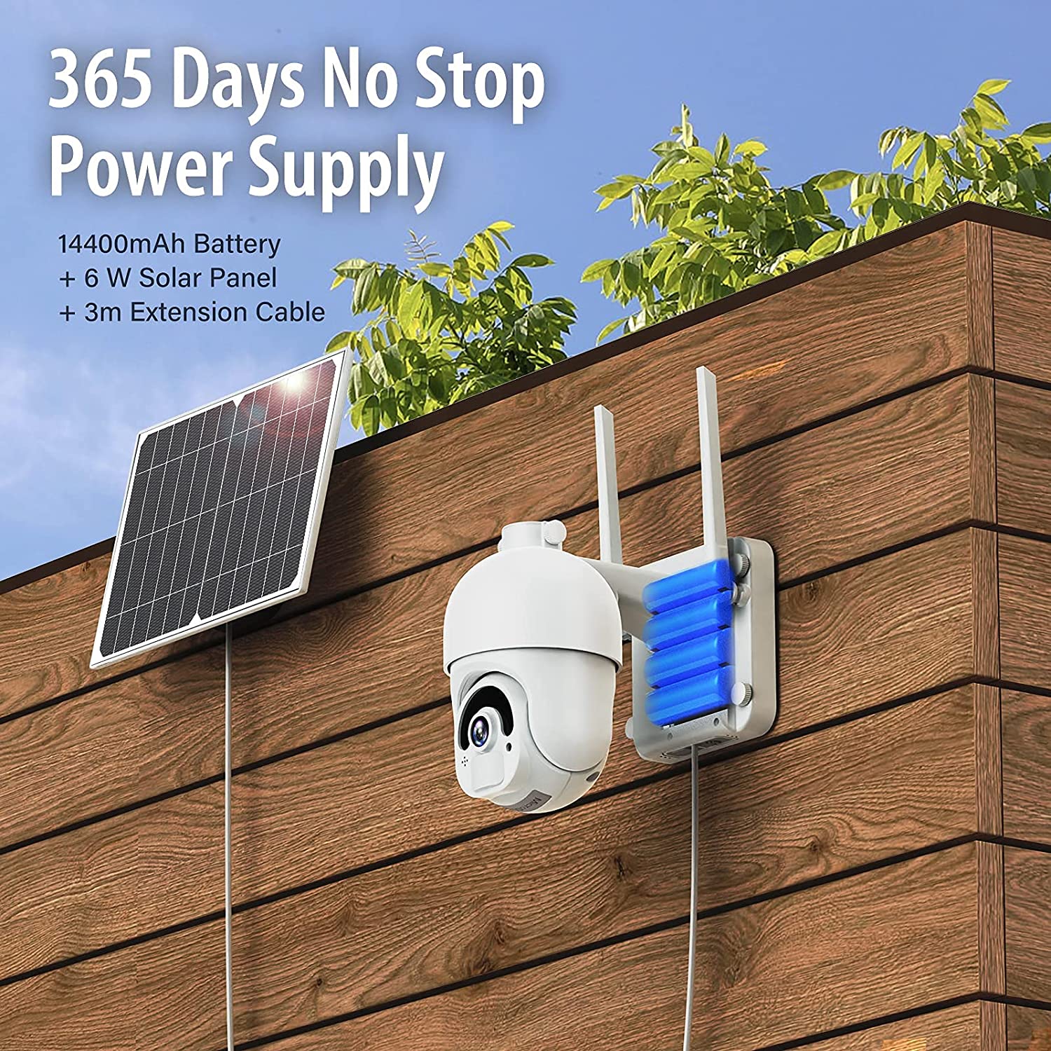 30M IR Tuya Smart Camera Solar Powered Long Range Wireless Security Camera