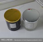 Clean Burning Natural Soy Wax Candles , Gold Lid Black Glass Candle Jars