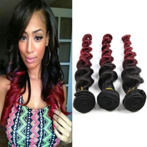 Wholesale Natural Red Human Hair Extensions Ombre 1B / 99J Loose Wave Hair 10&quot;-30&quot; from china suppliers
