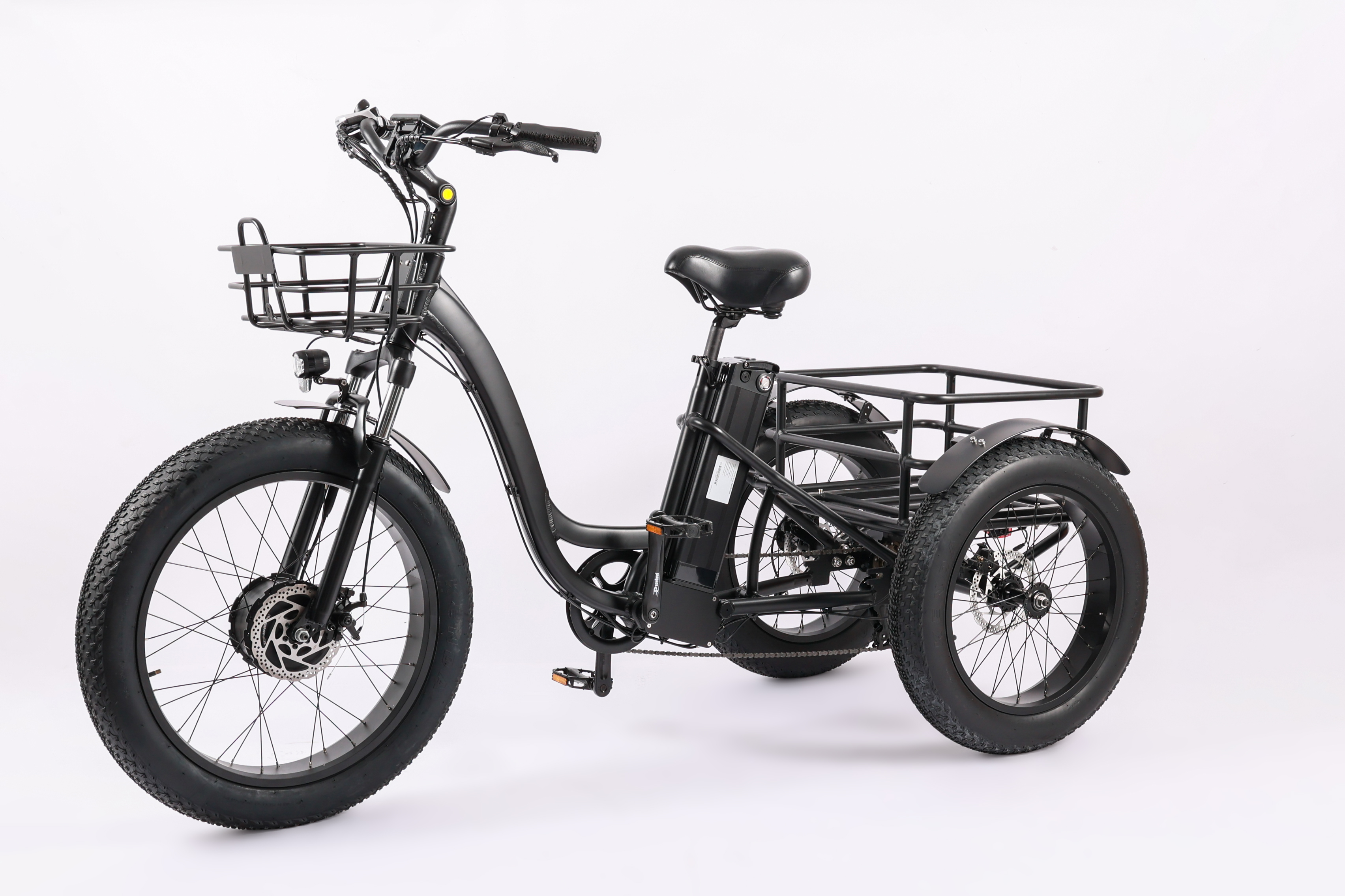 80km Range Electric Trike Papa Grande Fat Tire Cargo E-bike with 13Ah Battery Capacity