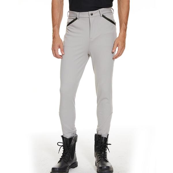 Gray XL Men Equestrian Leggings Polyester Knee Silicone Horse Riding Breeches