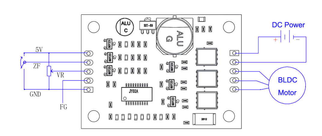 28V 3 Phase BLDC Motor Controller 5A Brushless Engine Speed Controller