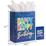 Customized Logo Handmade Blue Shopping Tote Art Gift Paper Bags for Birthday