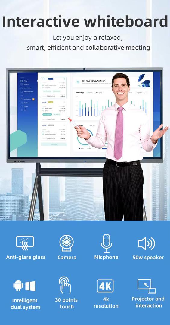 55 Inch 4K Screen Panel Smart Display Touch Screen Demo Board With Windows System 0