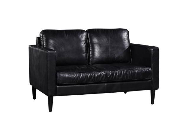 Simple Style 2 Seater Black Leather Sofa , Full Grain Leather Sofa For Apartment