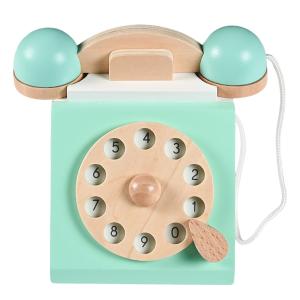 Wholesale Dial Telephone Unfinished Wood Crafts Interactive Early Edcuation For Kids from china suppliers