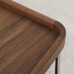 Oak Veneer Trolley Table Natural Wood Top Solid Wood Legs Side Table