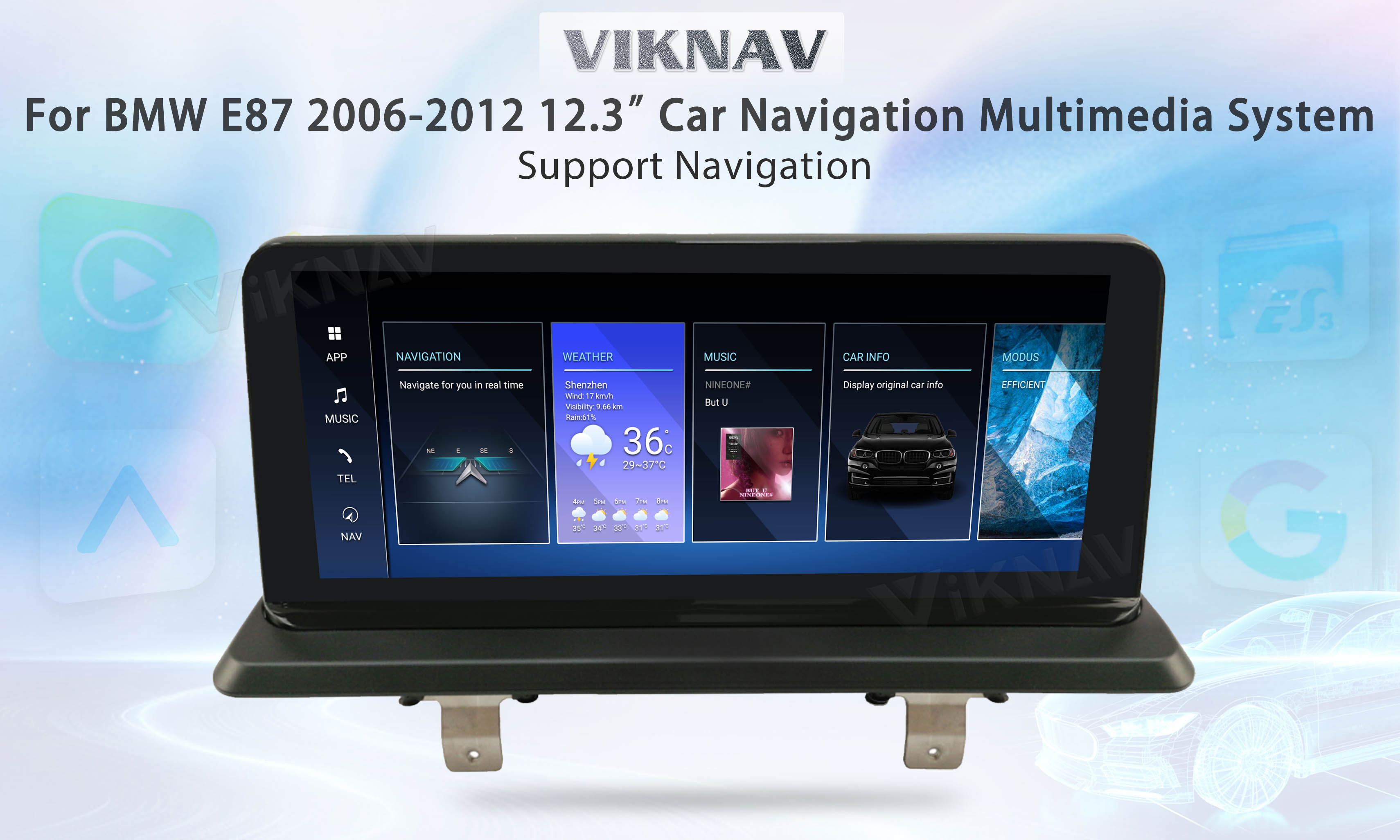 Viknav 12.3 inch Car Radio For BMW 1 Series E87 2006-2012 CCC System Navigation with screen DVD Multimedia 128GB