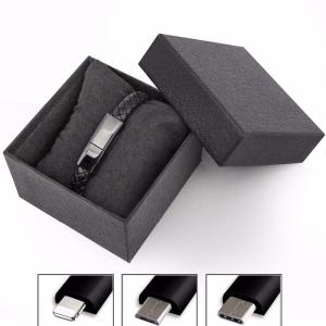 Wholesale 3A Nylon Lightning Cable Bracelet Leather Wrist Data Charging Cord For Iphone Samsung from china suppliers