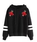 Fashion Plain Pullover Sweater Hoodies V Neck Ladies Sweater Hoodie