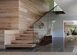 Wholesale Glass Railing Wooden Floating Steps Staircase Stable Wooden Box Treads CE Approval from china suppliers