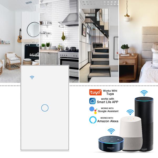 1Gang Smart WIFI Wall Light Switch Work With Alexa Google Home APP Control 5 - 600W /Gang For America Vietnam Brazil
