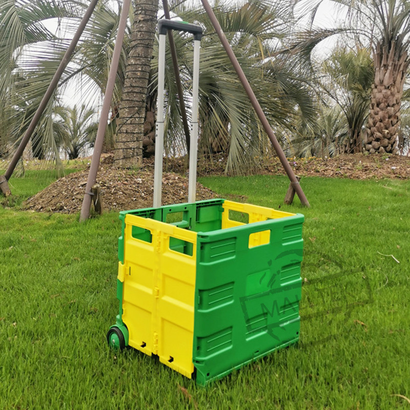Hand Foldable Supermarket Trolley With Plastic PVC Wheel