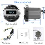 GRANDnavi Universal Marine Stereo Single Din Waterproof Level IPX5 MP3