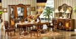 Wooden Carved Flower 6 Seater Dining Table And Chairs ISO14001 European Antique