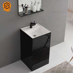 Wholesale Black Pedestal Solid Surface Wash Basin from china suppliers