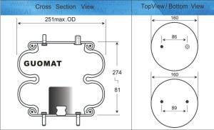 Wholesale Steel And Rubber Goodyear Air Cushion 2B9-280 Firestone Part NO. W013586941 SAF Holland 57006941 from china suppliers