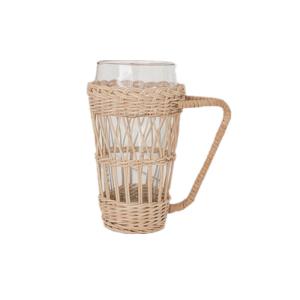 Wholesale High End Coffee Tea Clear Water Cup Clear Glass Mug With Rattan Holder from china suppliers