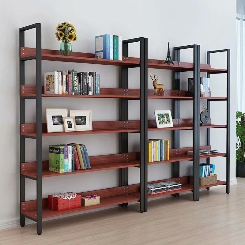 Double-Sided Steel-Wood Bookshelf for Library/Book Shelf/Office Furniture/Booksh Shelf for Clothing/Shoes/Jewelry/Watch