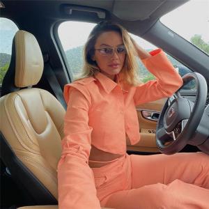 Wholesale Thick 2 Piece Casual Pants Set Short T Shirt High Waist Straight Leg Pants Suit from china suppliers