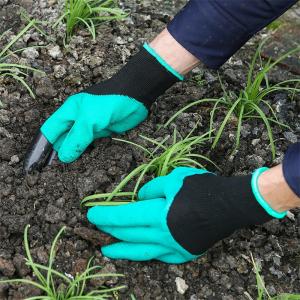 Wholesale Dig Plant Nylon ABS Green Garden Gloves With Claws 4 from china suppliers