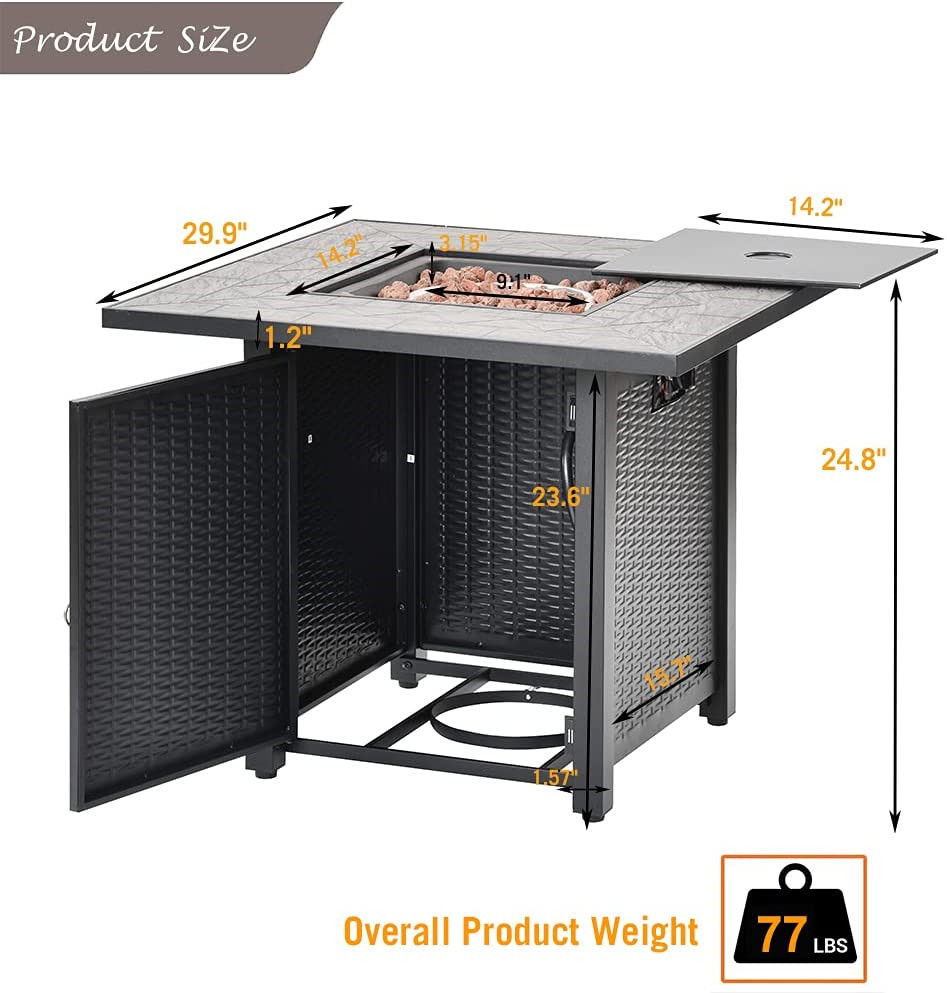 30 Inch Patio Heater Round Large Outdoor Natural Gas Firepit Square