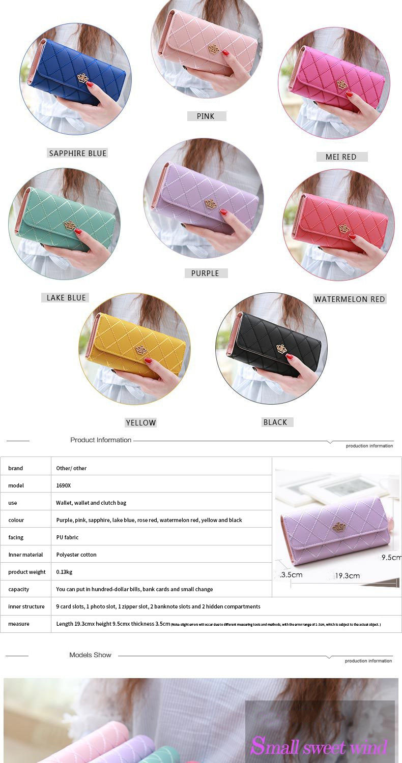 Multifunctional Clutch Female Wallet Nylon Lining Material Interior Lined Inside
