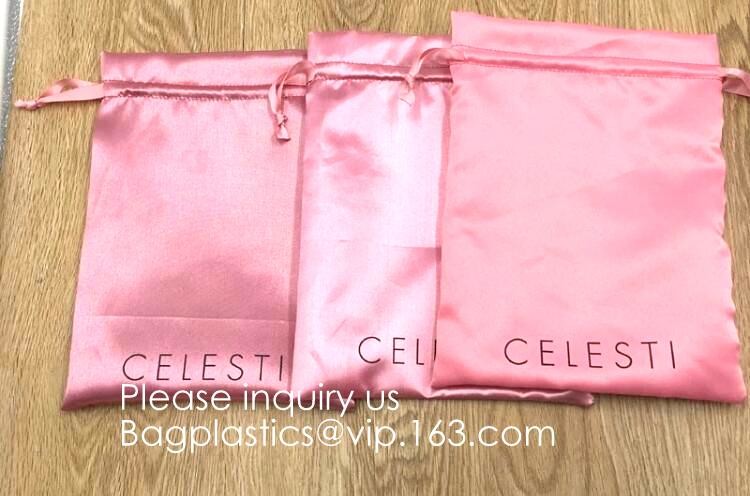 Satin Cosmetic Bag With Printing,Silver Satin Hair Collection Bag,Drawstring bag For Hair Packaging Dust Bag For Shoe